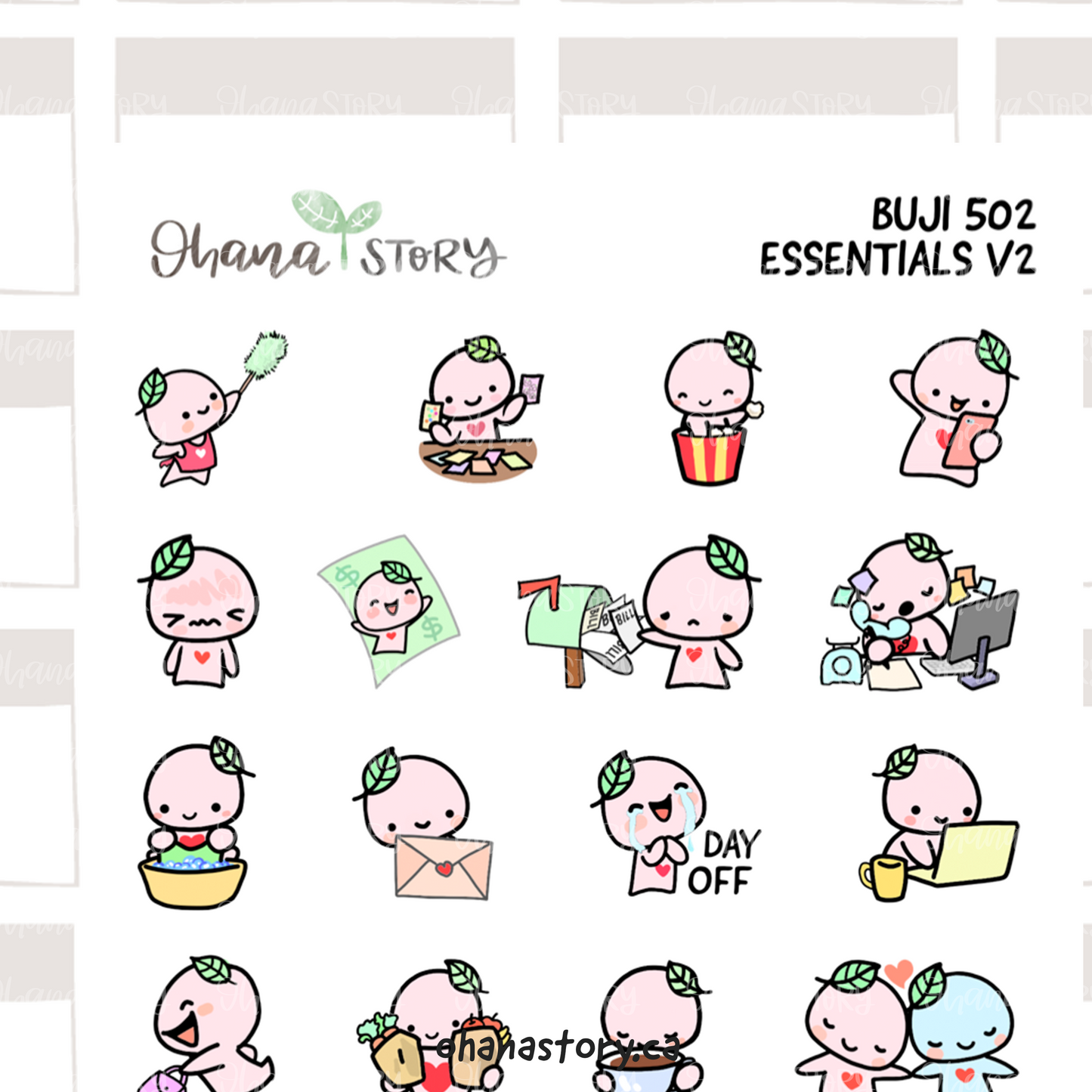 BUJI 502 | Icon Essentials V2 | Hand Drawn Planner Stickers