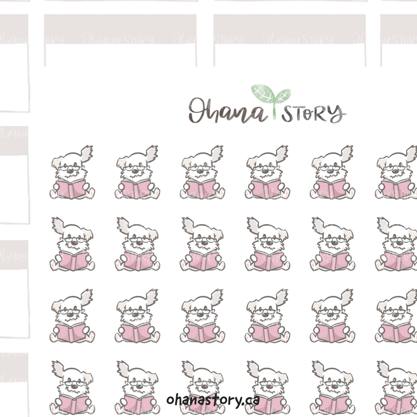BUJI 514 | Doggo Reading | Hand Drawn Planner Stickers