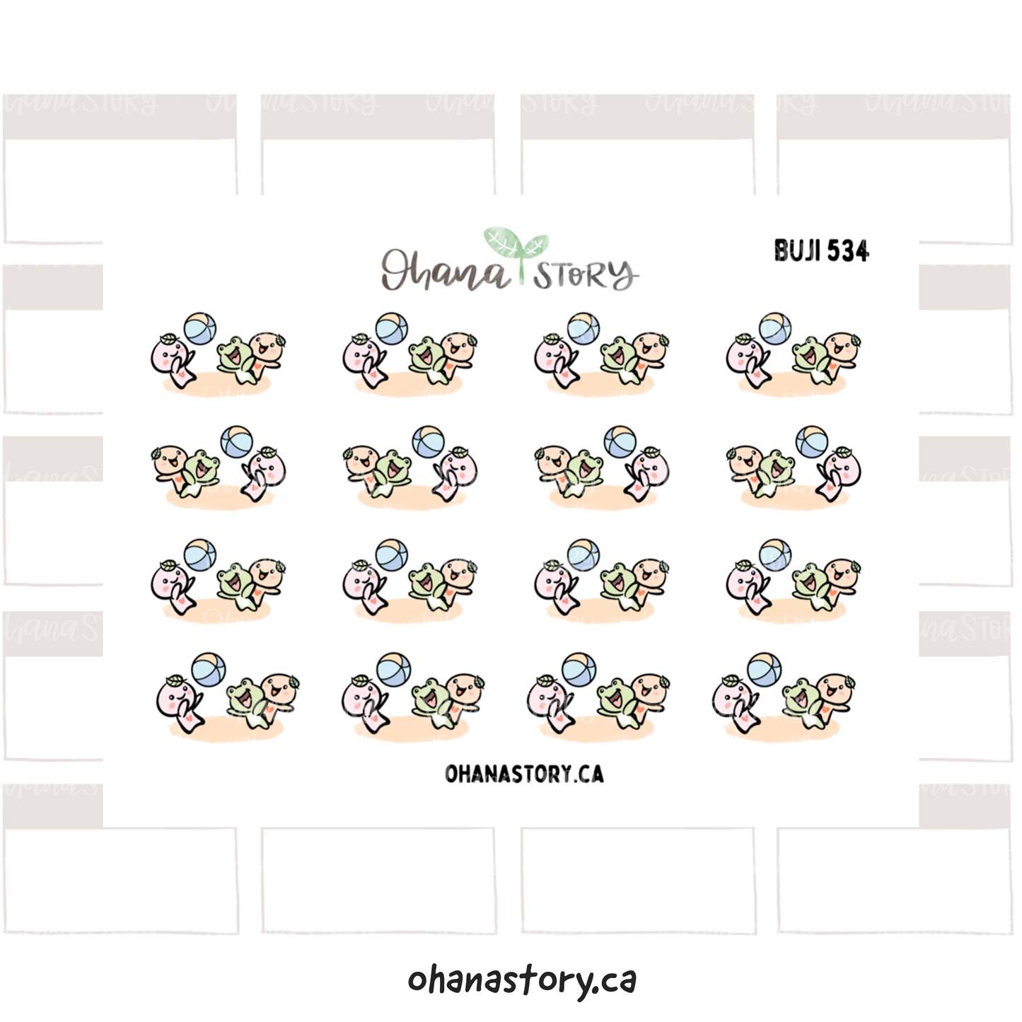 BUJI 534 | Playing Beach Volleyball | Hand Drawn Planner Stickers