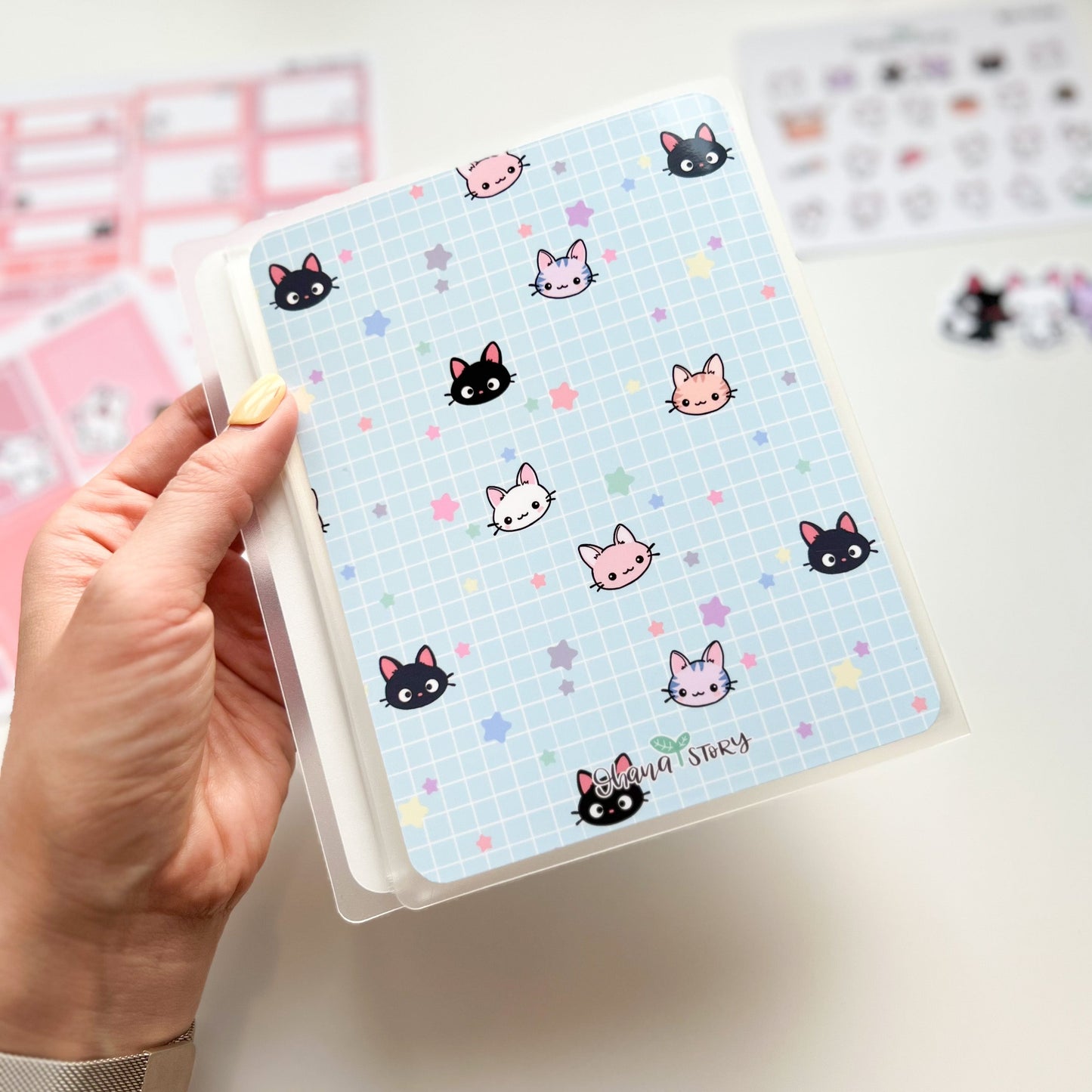 SA006 | Kitty Blue Plaid Sticker Album