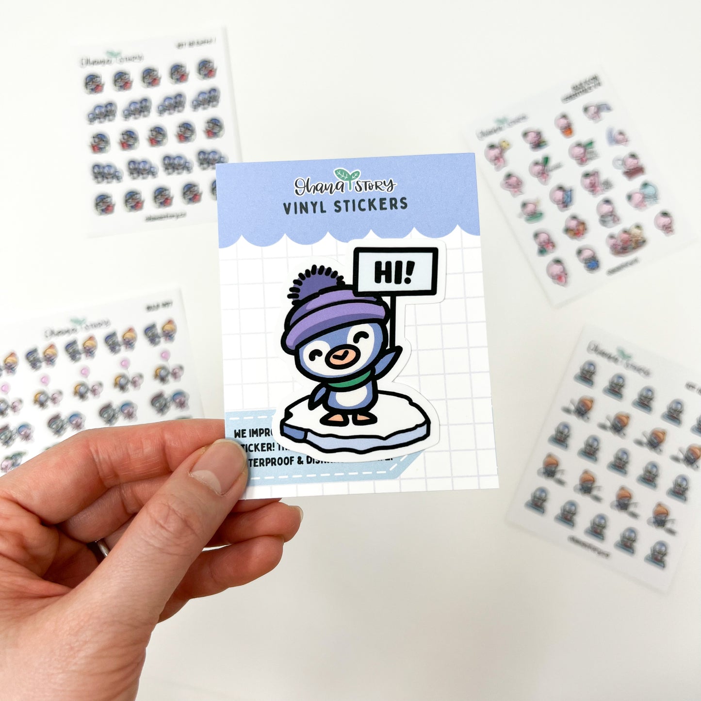 D042 | Penguin Say Hi Vinyl Waterproof Die Cut Sticker | Happy Feet Penguins