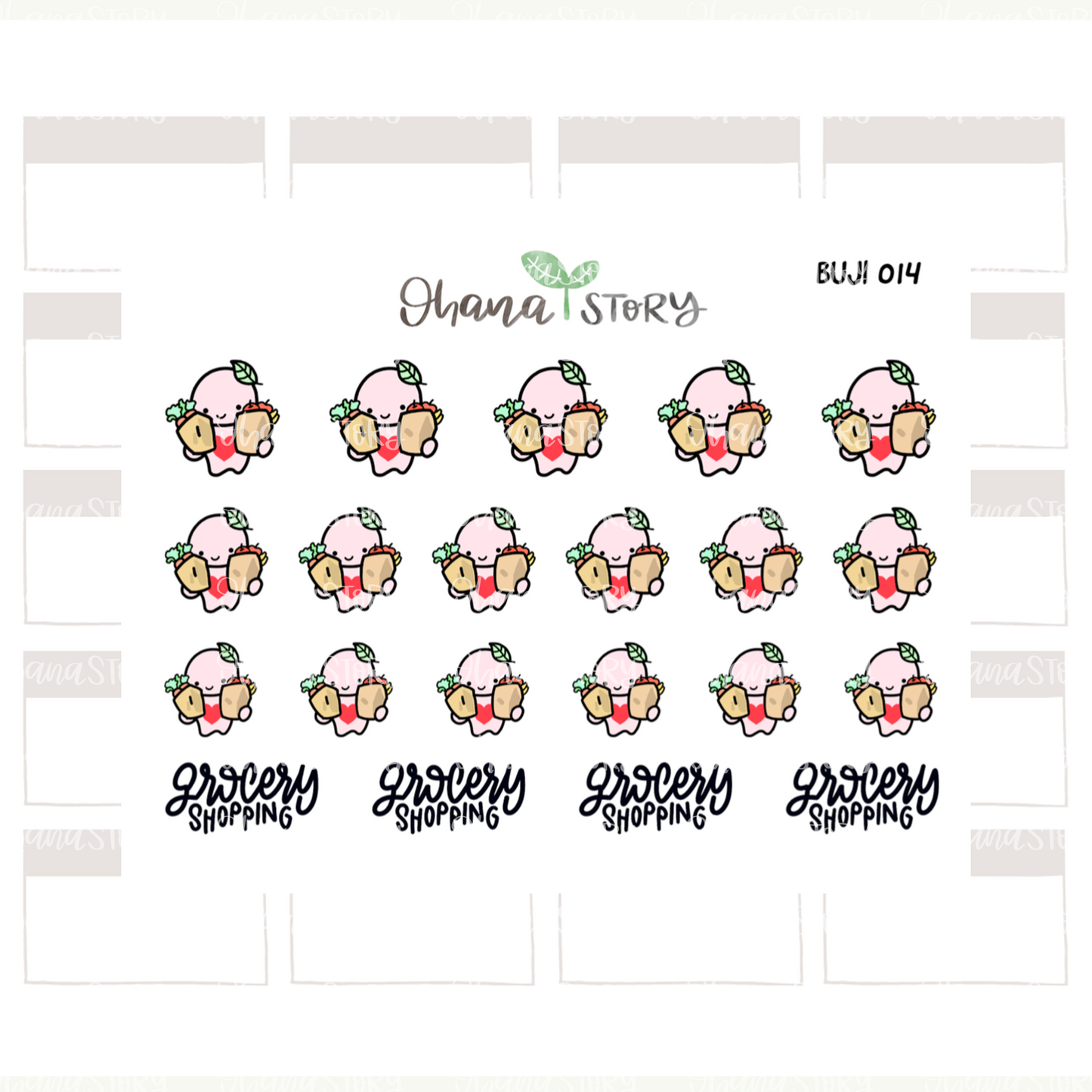 BUJI 014 | Grocery Shopping | Hand Drawn Planner Stickers