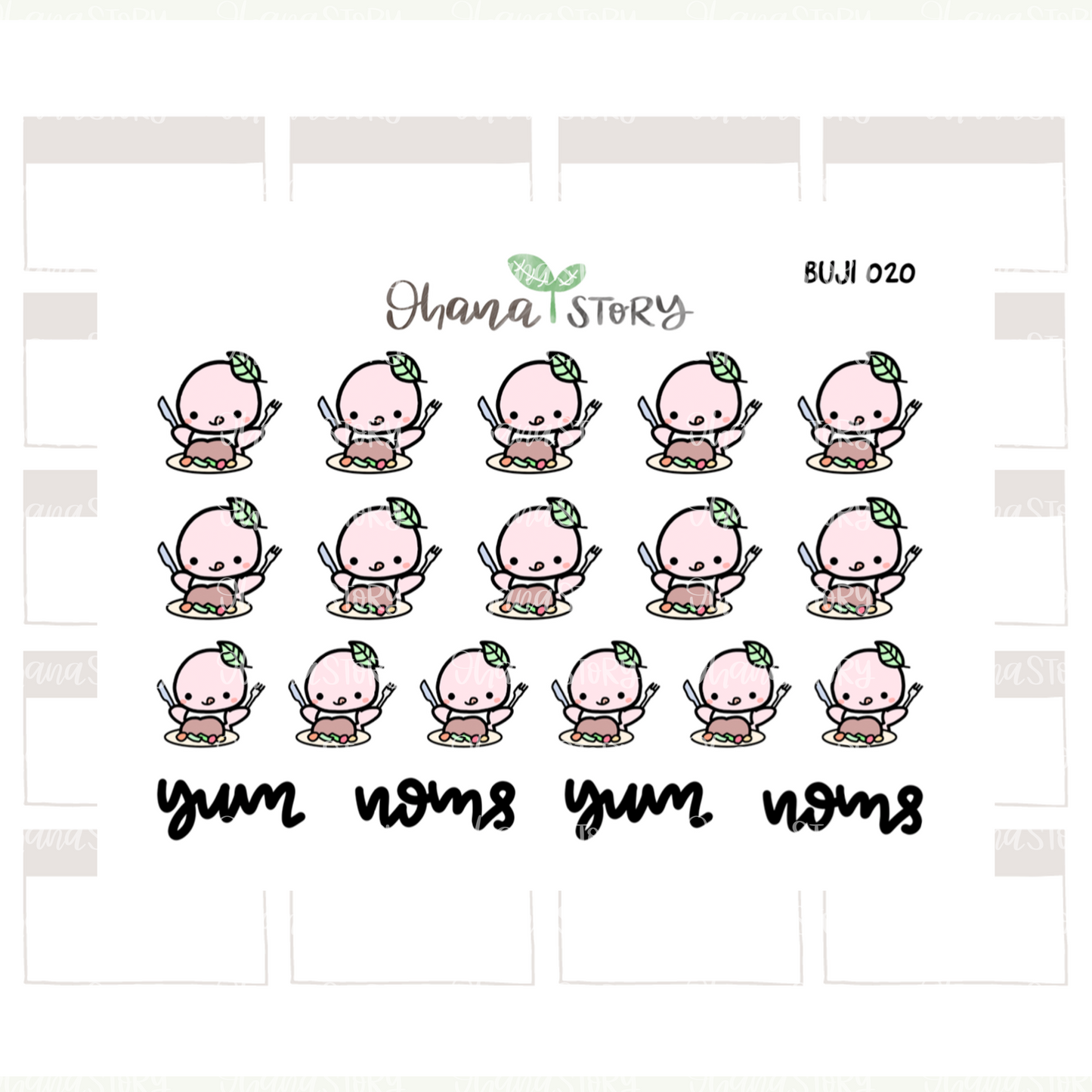 BUJI 020 | Eat | Hand Drawn Planner Stickers