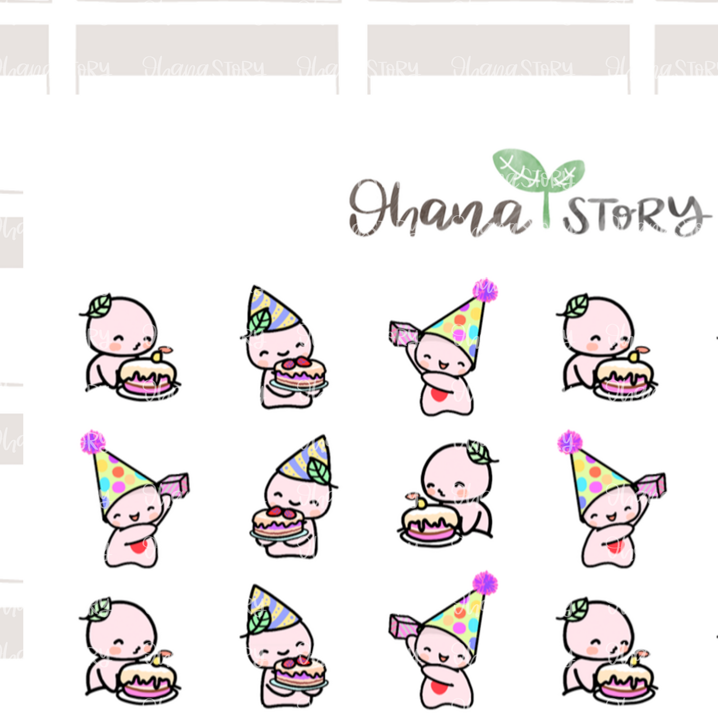 BUJI 022 | Birthday | Hand Drawn Planner Stickers