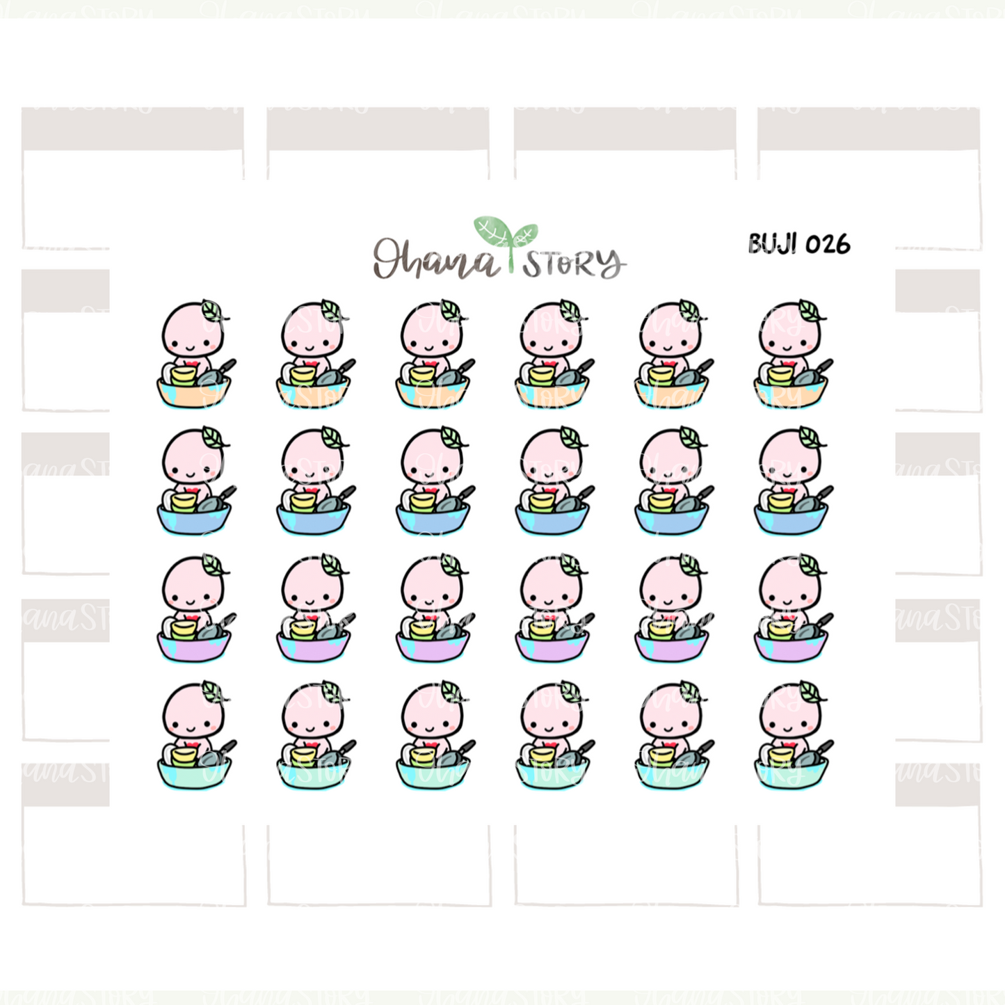 BUJI 026 | Wash Dishes | Hand Drawn Planner Stickers