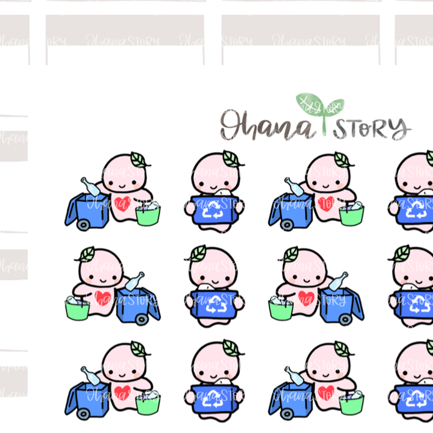 BUJI 050 | Recycle | Hand Drawn Planner Stickers