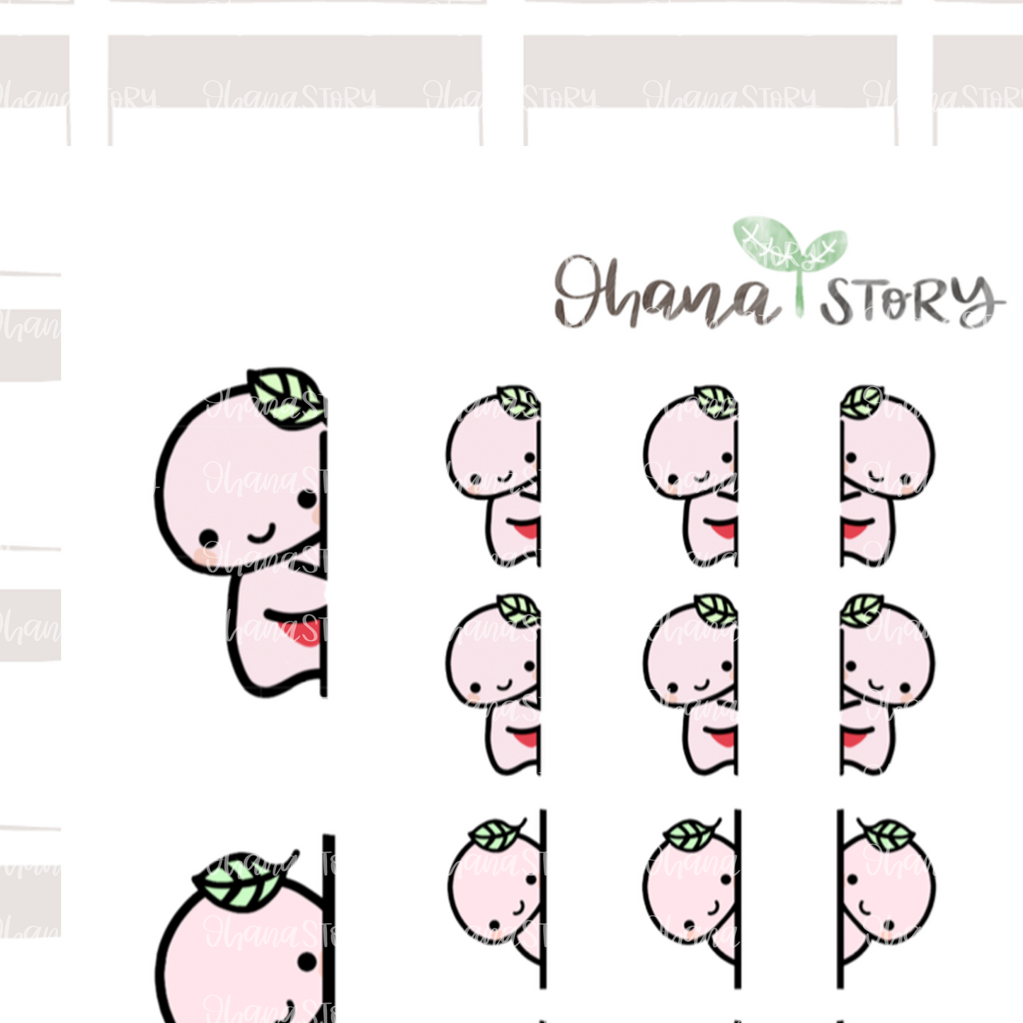 BUJI 101 | Peeking / Peek-a-boo | Hand Drawn Planner Stickers