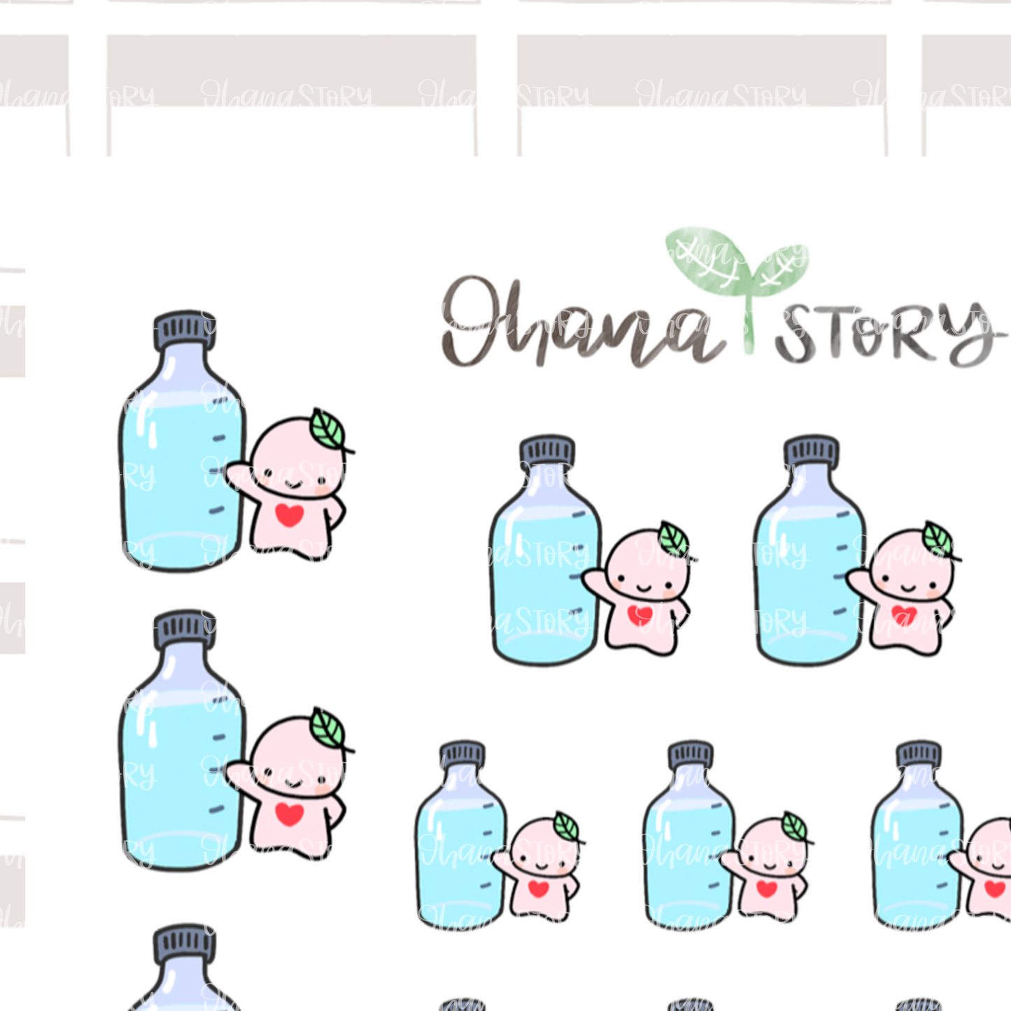 BUJI 181 | Hydrate Tracker | Hand Drawn Planner Stickers