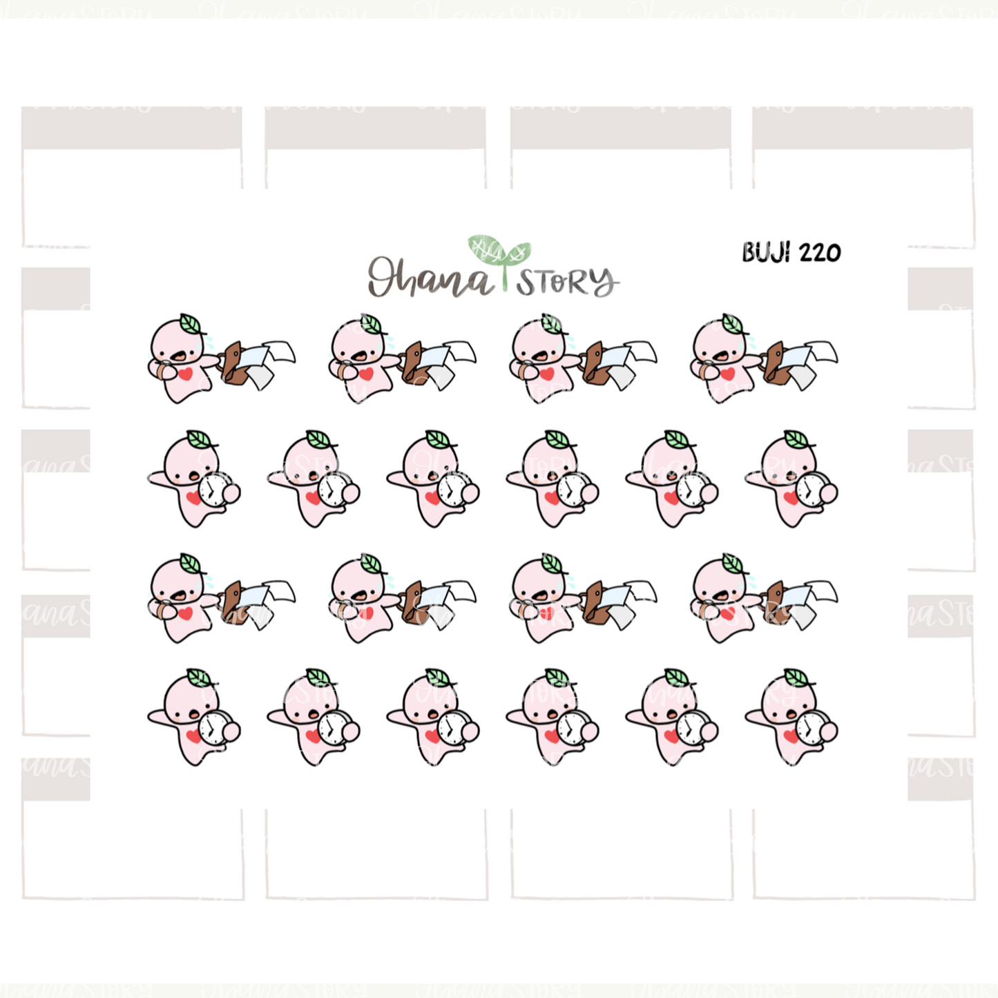 BUJI 220 | Running Late | Hand Drawn Planner Stickers