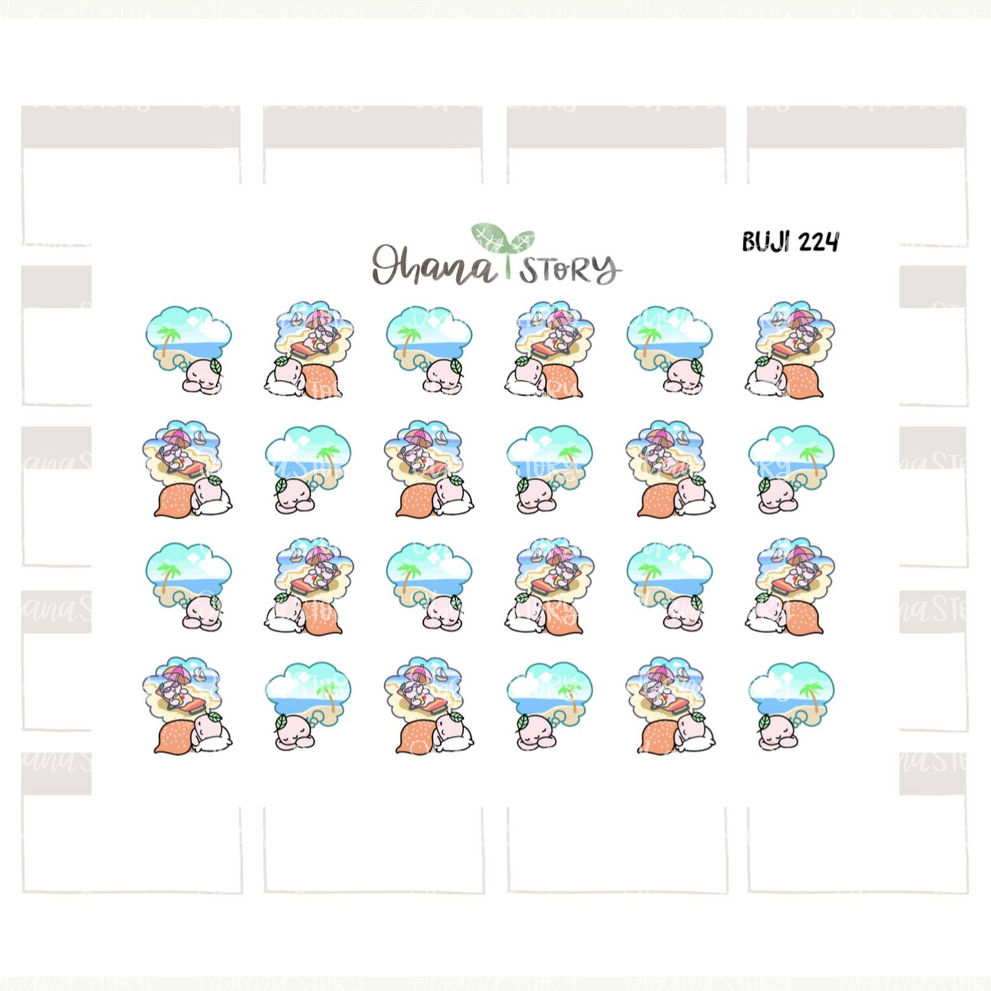 BUJI 224 | Dreaming Of The Beach | Hand Drawn Planner Stickers