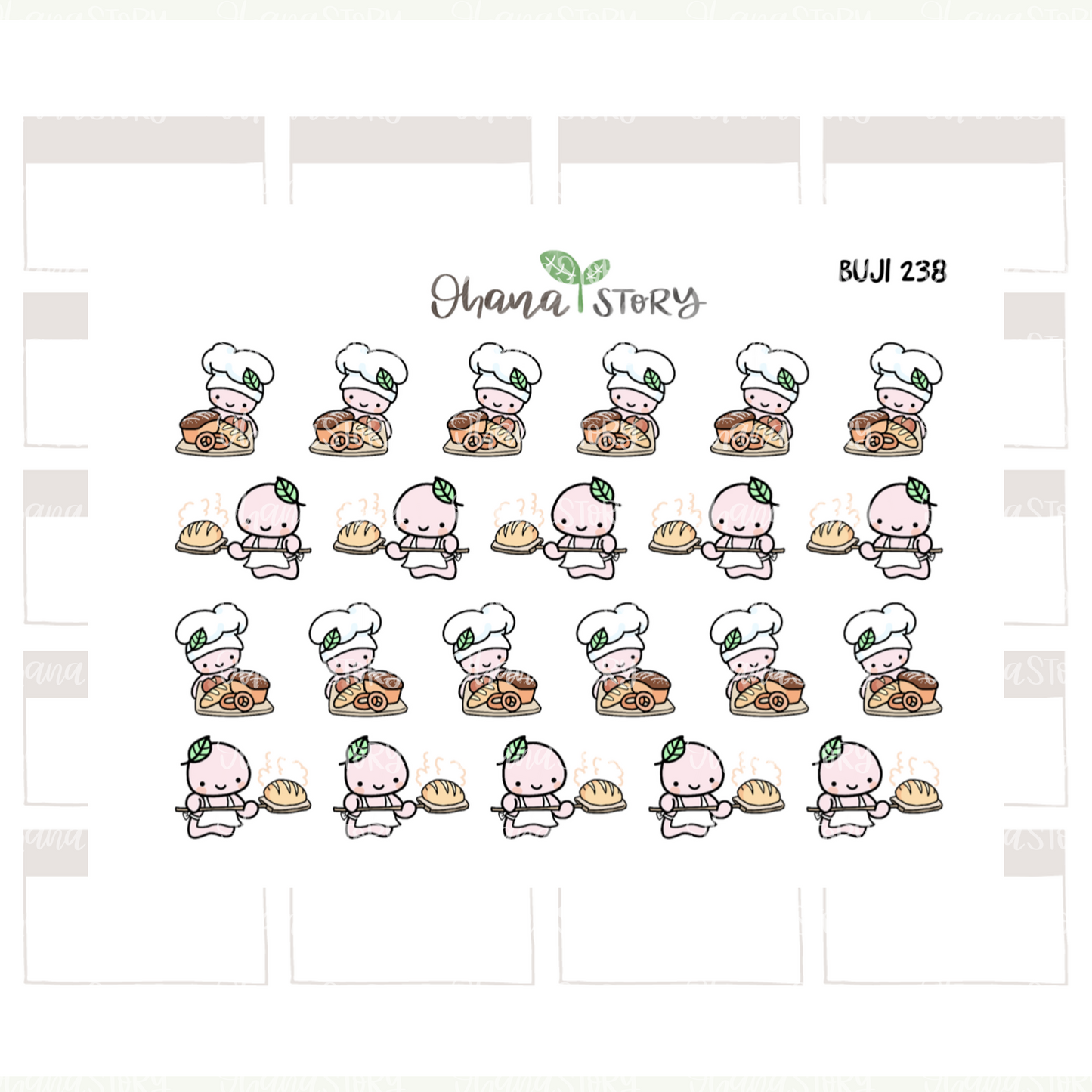 BUJI 238 | Baking / All The Bread | Hand Drawn Planner Stickers