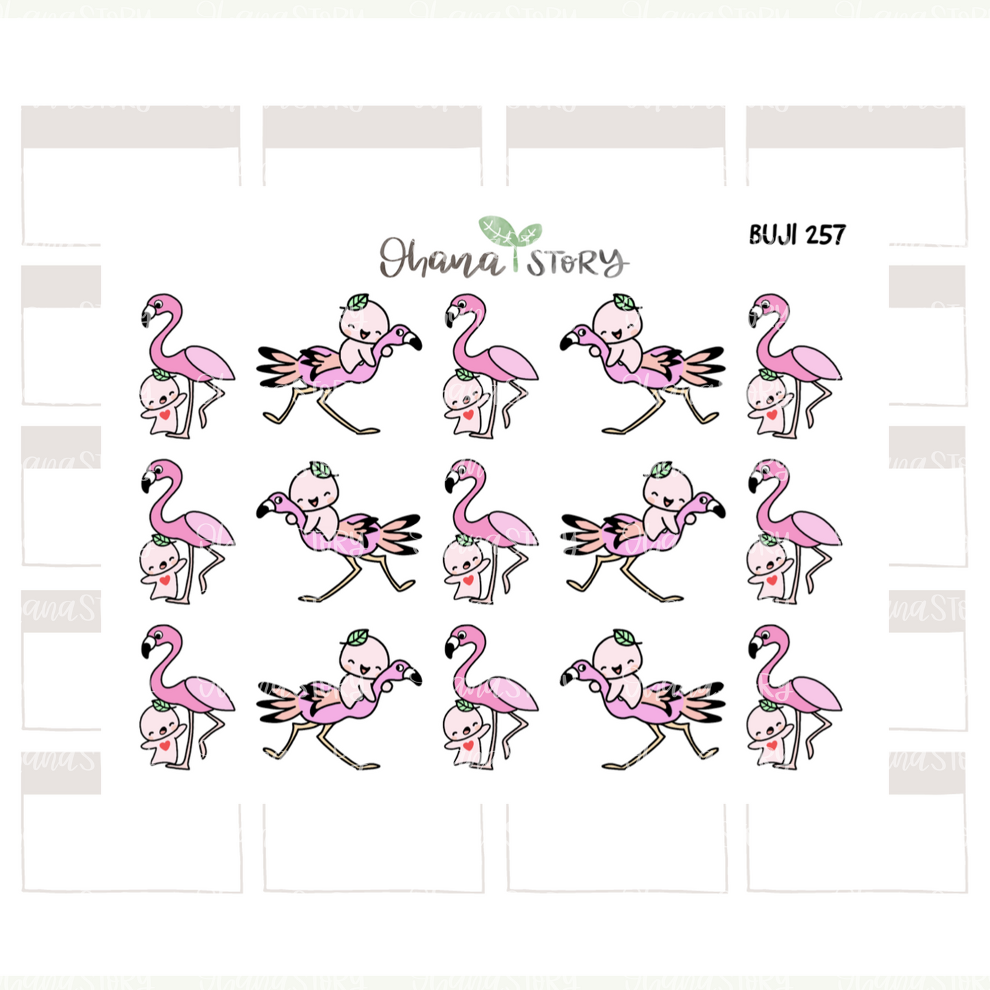 BUJI 257 | Flamingo | Hand Drawn Planner Stickers