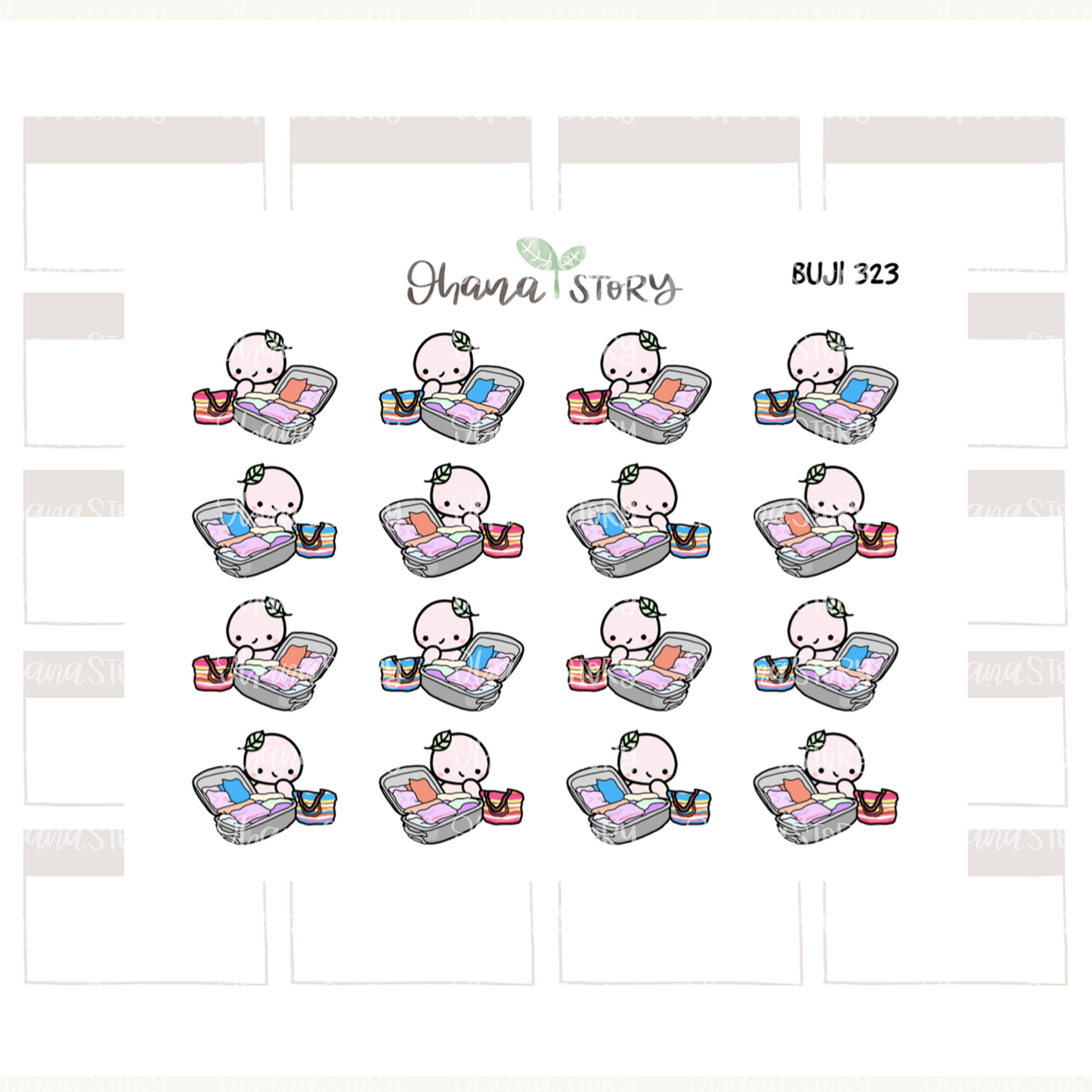 BUJI 323 | Packing Luggage | Hand Drawn Planner Stickers