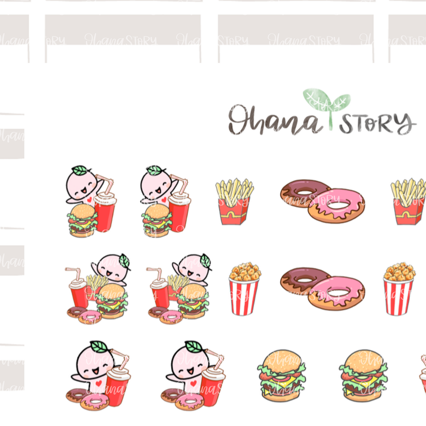 BUJI 420 | Junk Food Day | Hand Drawn Planner Stickers