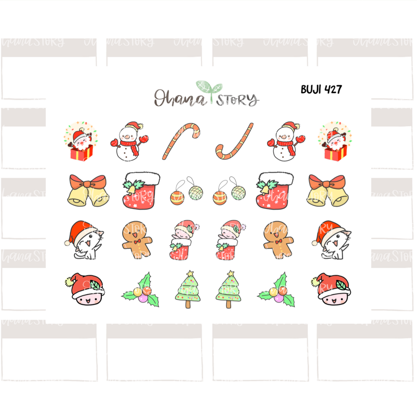 BUJI 427 | Christmas Decorations | Hand Drawn Planner Stickers
