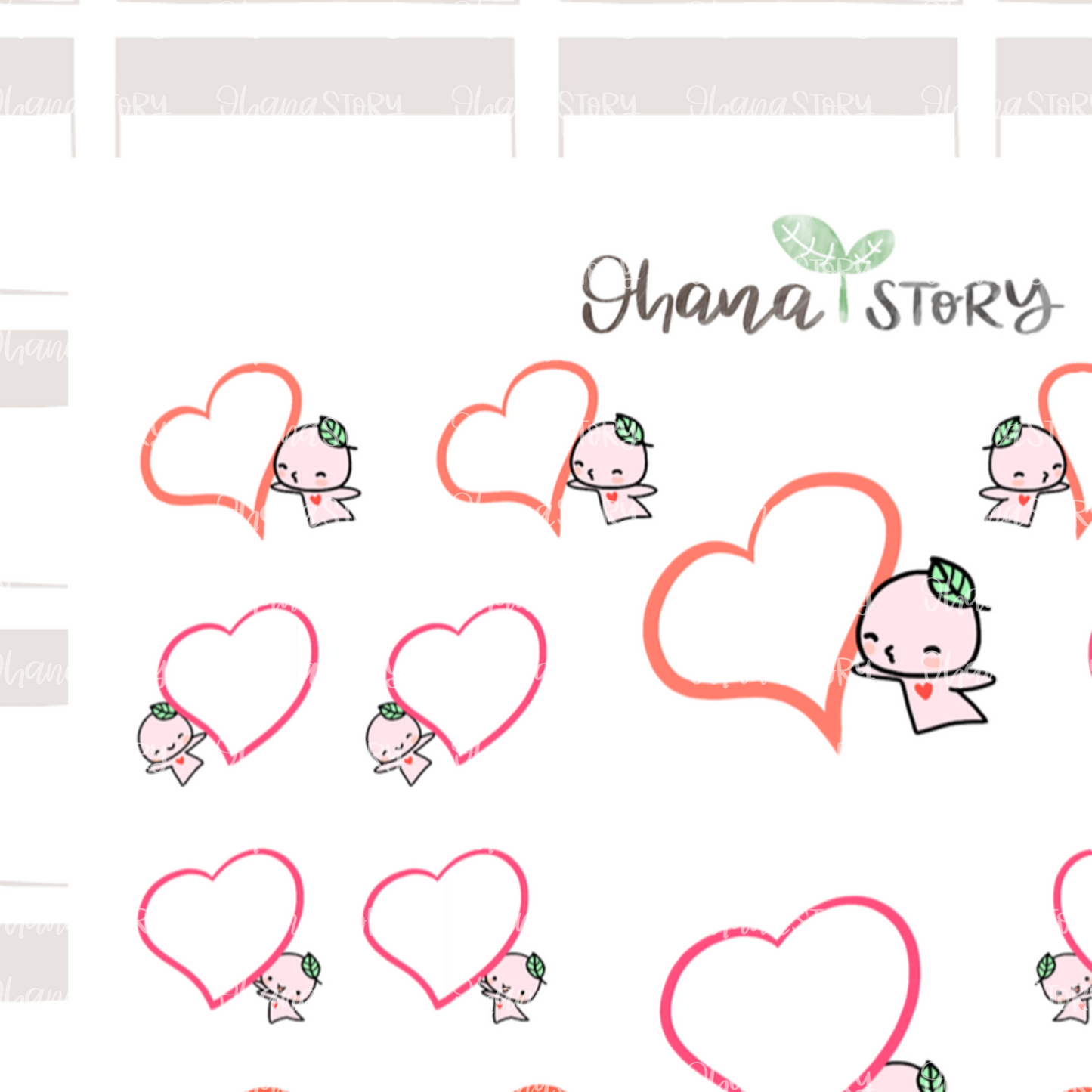 BUJI 440 | Blank Hearts | Hand Drawn Planner Stickers