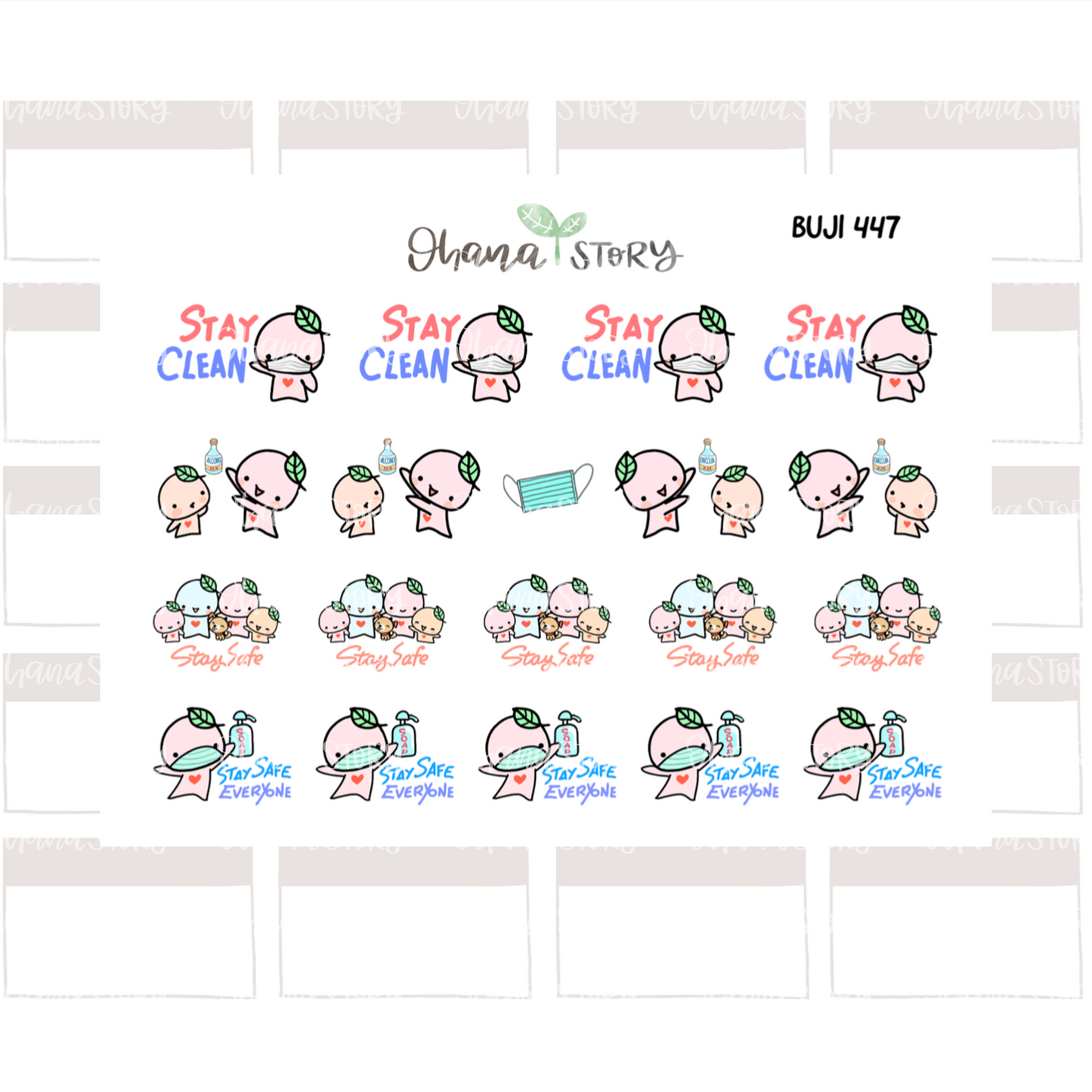 BUJI 447 | Stay Safe | Hand Drawn Planner Stickers