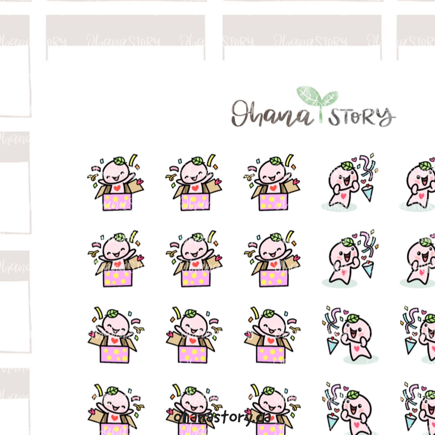 BUJI 483 | Surprise! | Hand Drawn Planner Stickers
