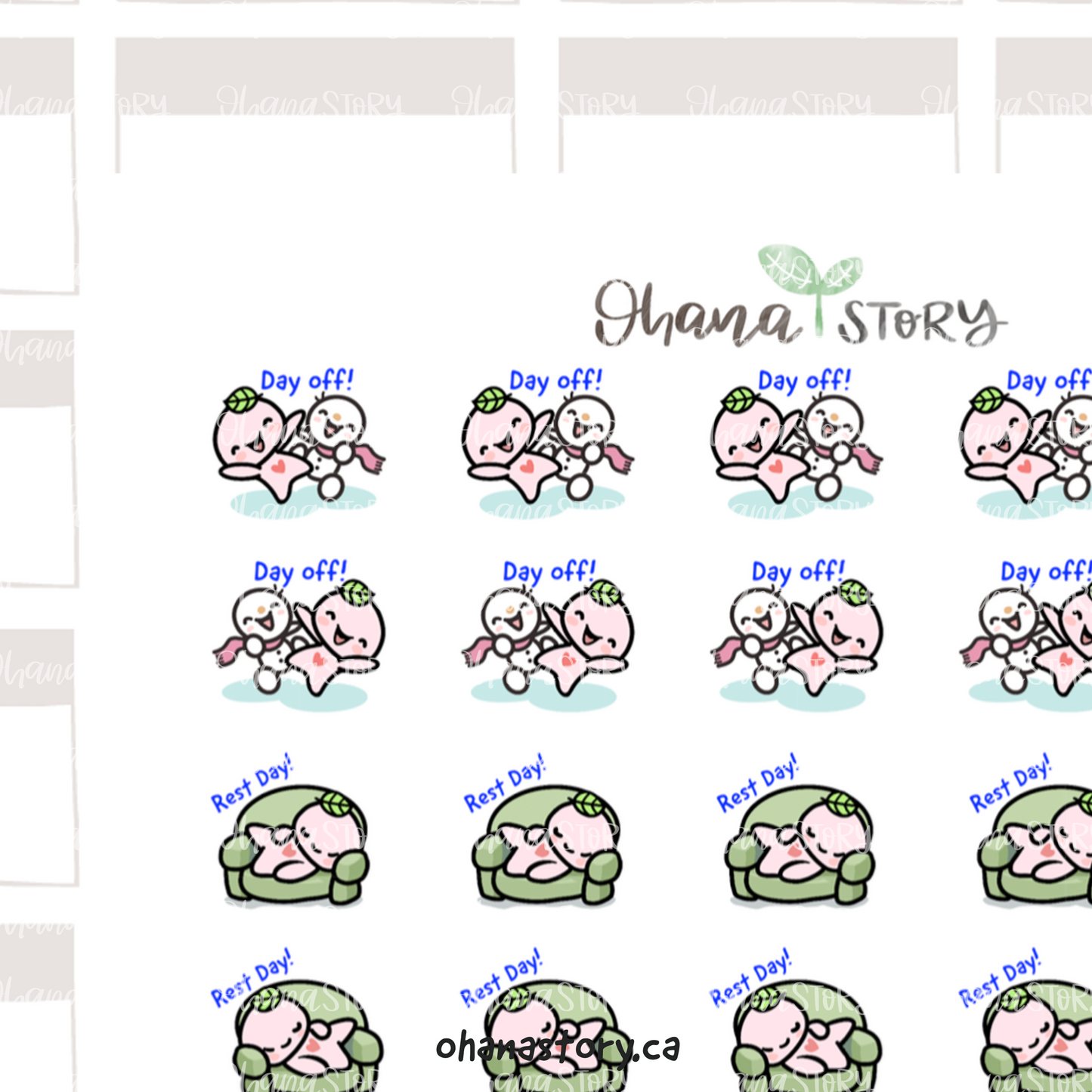 BUJI 489 | Day off/Rest Day | Hand Drawn Planner Stickers