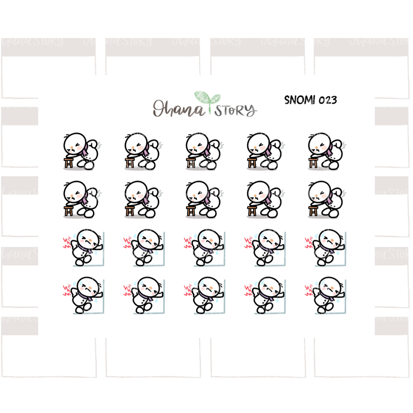 SNOMI 023 | Back Pain | Hand Drawn Planner Stickers