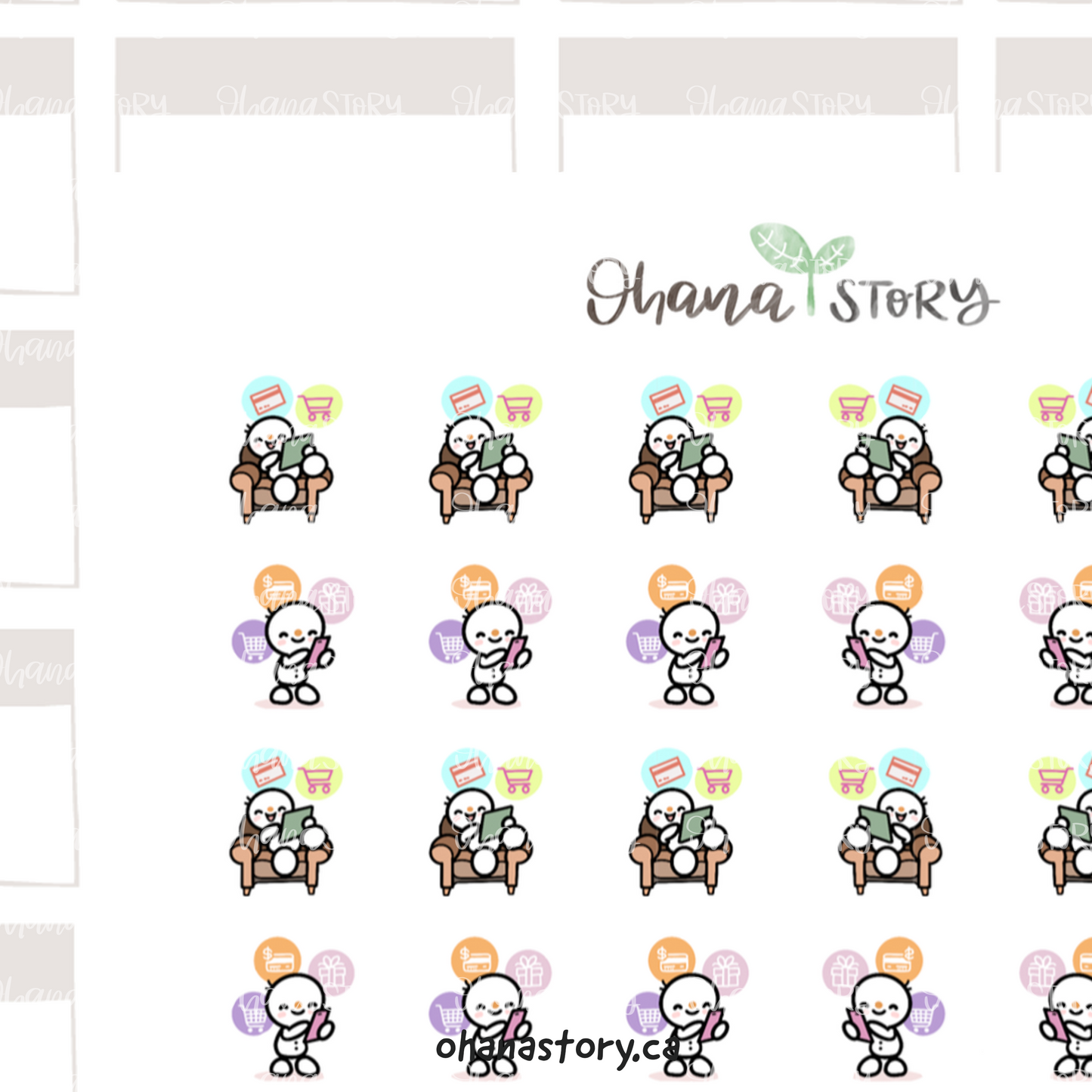 SNOMI 053 | Shopping | Hand Drawn Planner Stickers