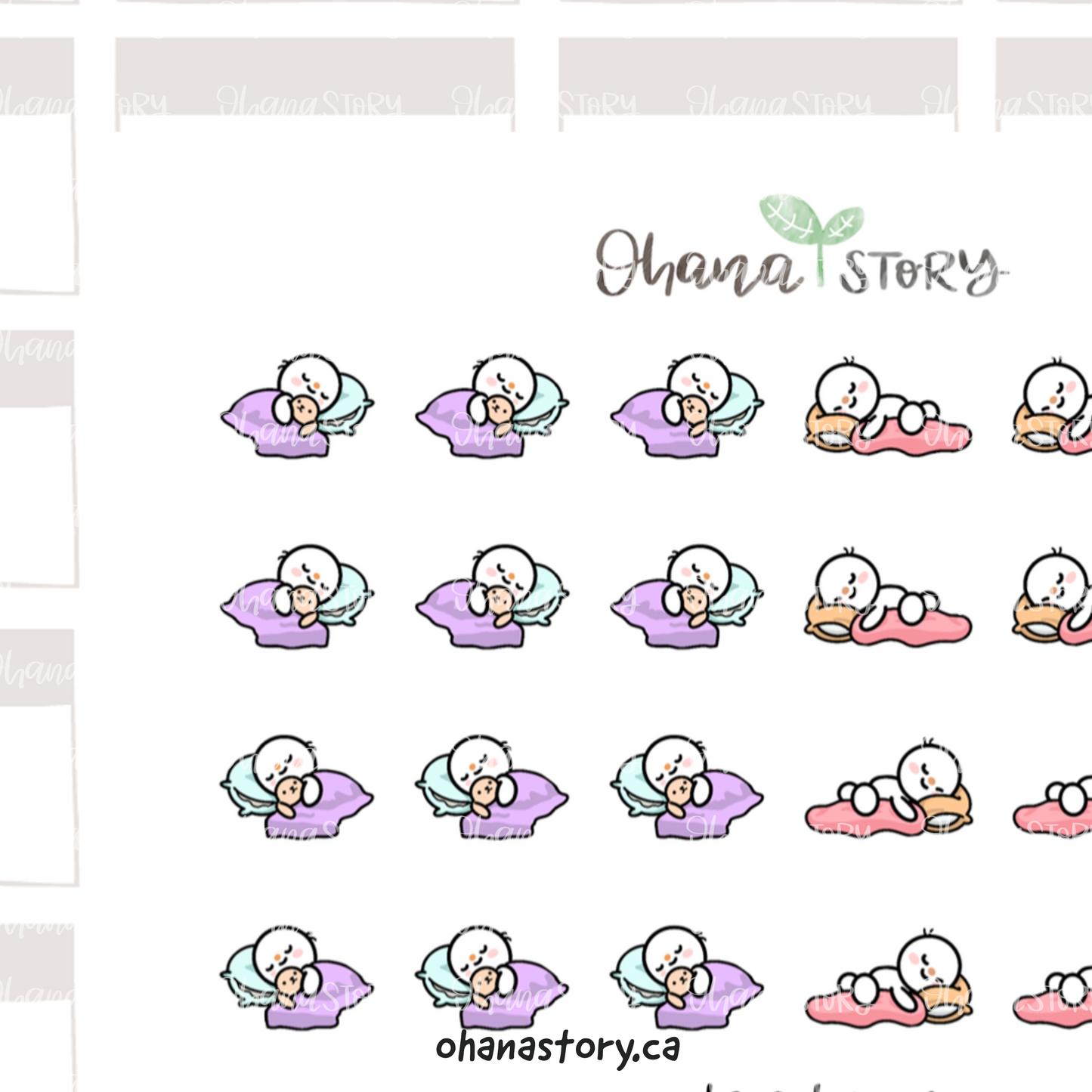 SNOMI 055 | Sleep In | Hand Drawn Planner Stickers