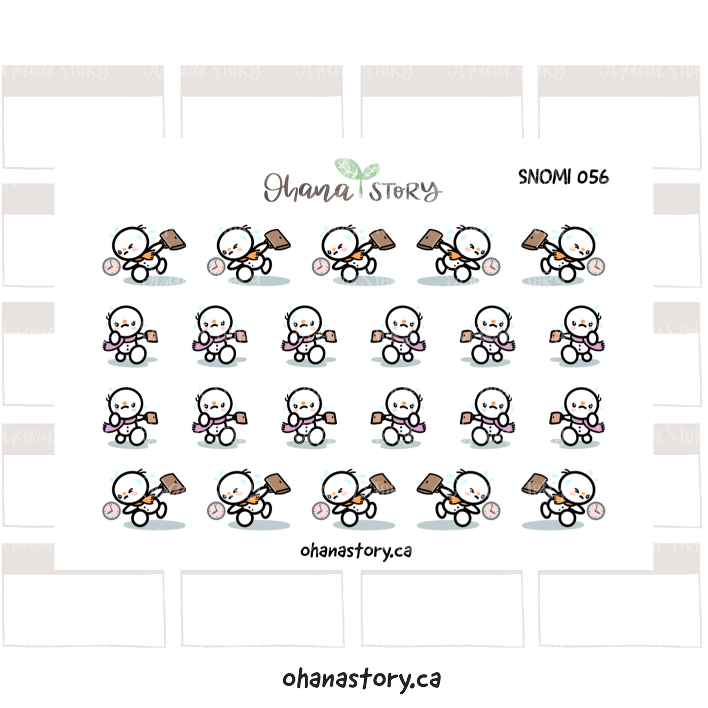 SNOMI 056 | Late for Work | Hand Drawn Planner Stickers