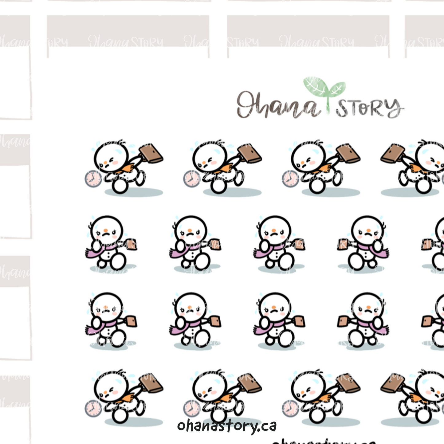 SNOMI 056 | Late for Work | Hand Drawn Planner Stickers