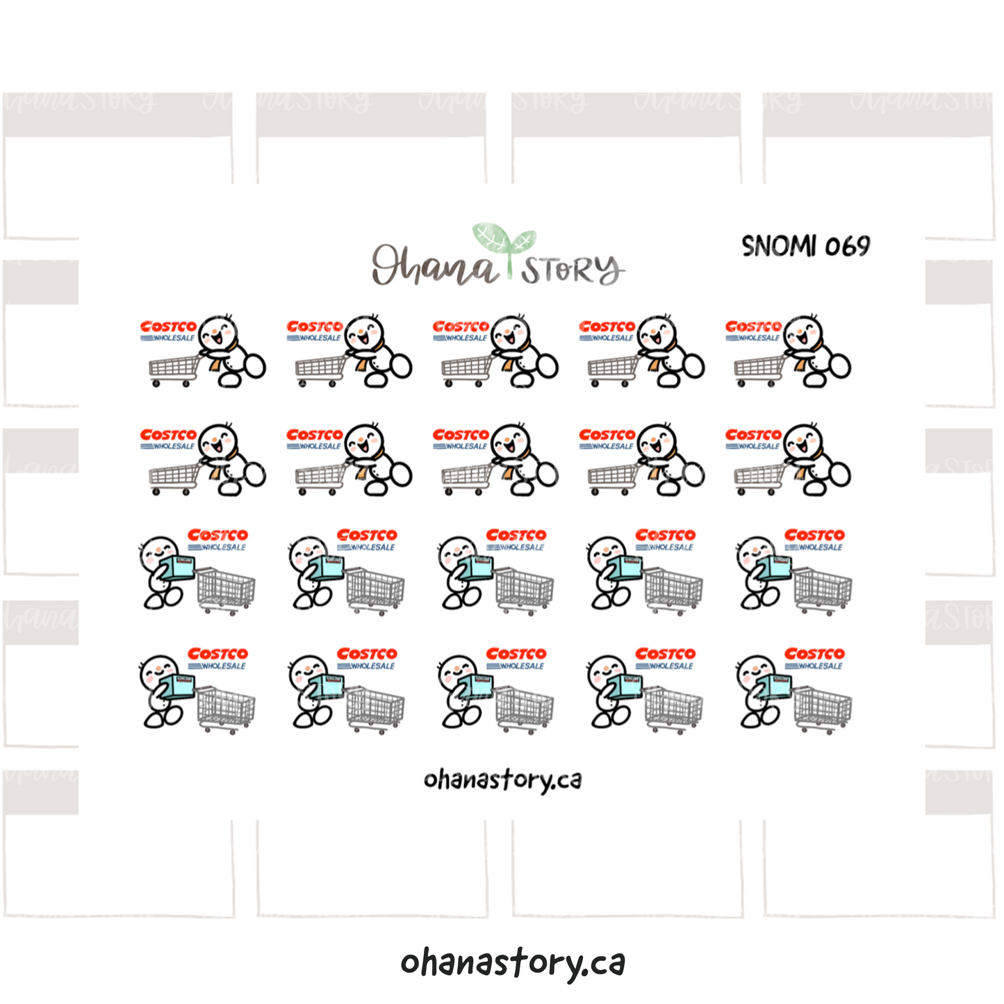 SNOMI 069 | Costco Shopping | Hand Drawn Planner Stickers