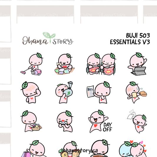 BUJI 503 | Icon Essentials V3 | Hand Drawn Planner Stickers