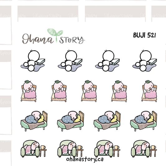 BUJI 521 | Cuddled in Blankets | Hand Drawn Planner Stickers