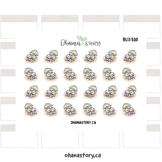 BUJI 530 | Relaxing on the Beach | Hand Drawn Planner Stickers