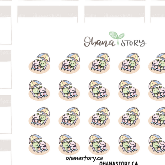 BUJI 530 | Relaxing on the Beach | Hand Drawn Planner Stickers