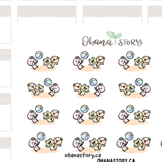 BUJI 534 | Playing Beach Volleyball | Hand Drawn Planner Stickers