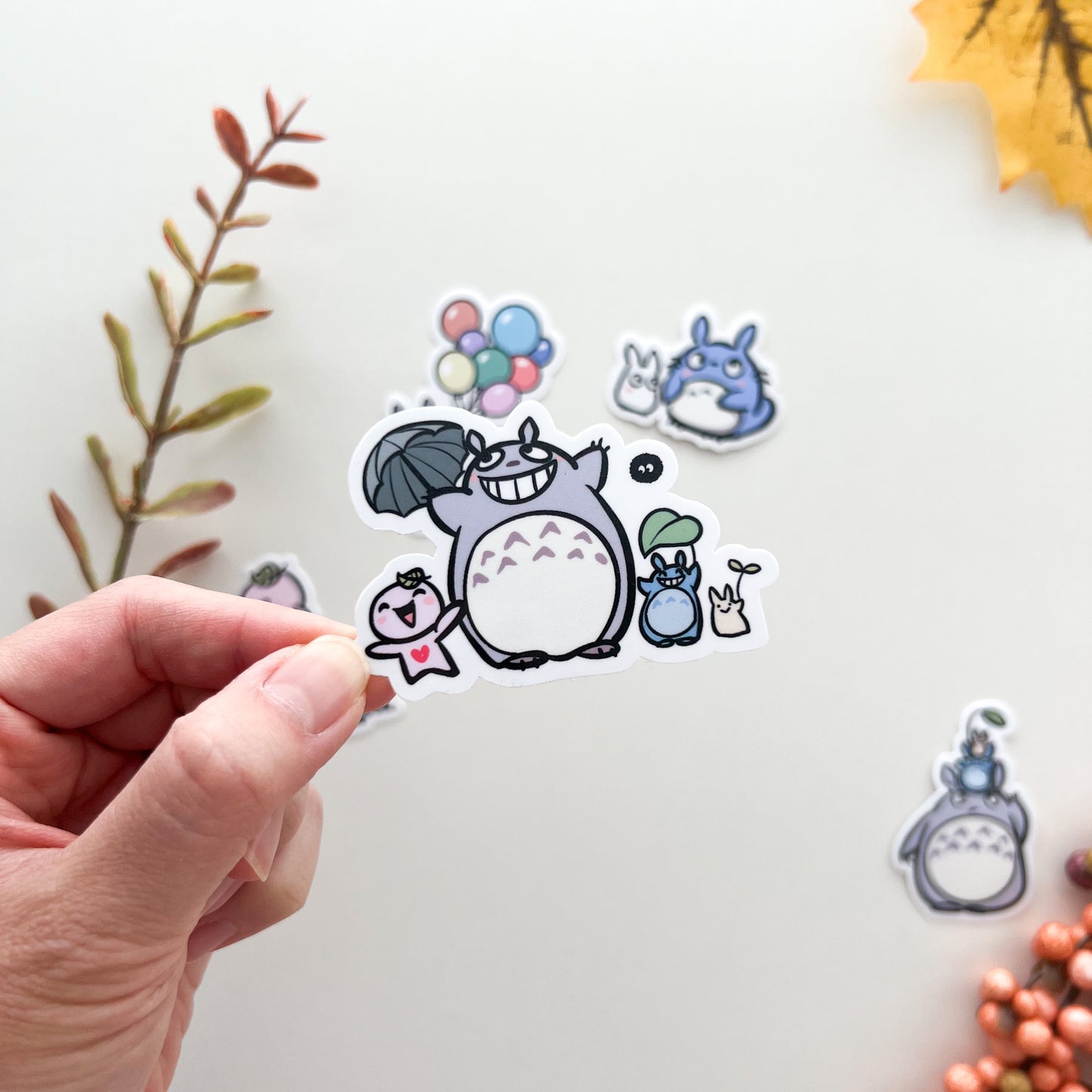 D069 | Buji with Totoro and Friends Vinyl Waterproof Die Cut Sticker | Totoro
