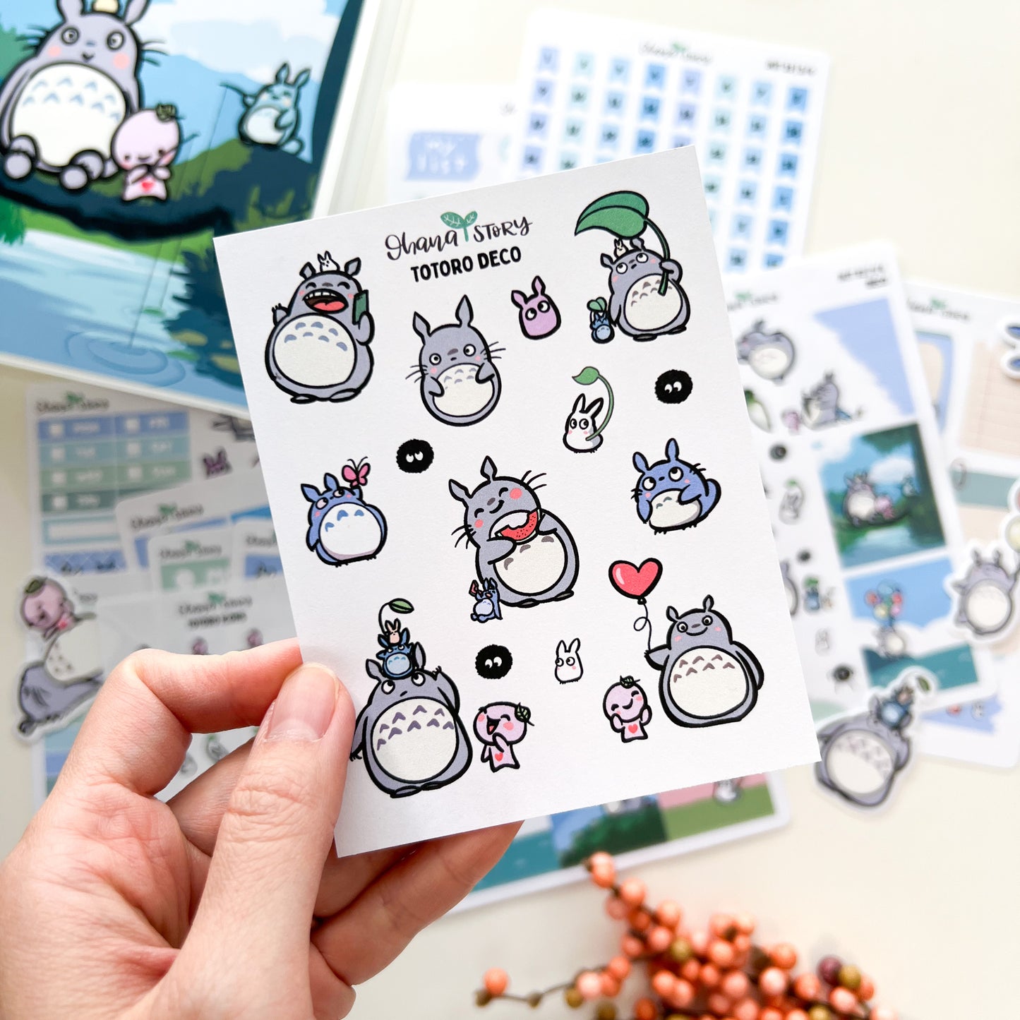 Totoro Deco Sheet | Hand Drawn Planner Stickers