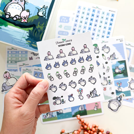 Totoro Icon Sheet | Hand Drawn Planner Stickers