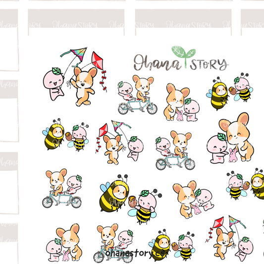 BUJI 491 | Collab Spring Theme with BEEDOOANDCO | Hand Drawn Planner Stickers