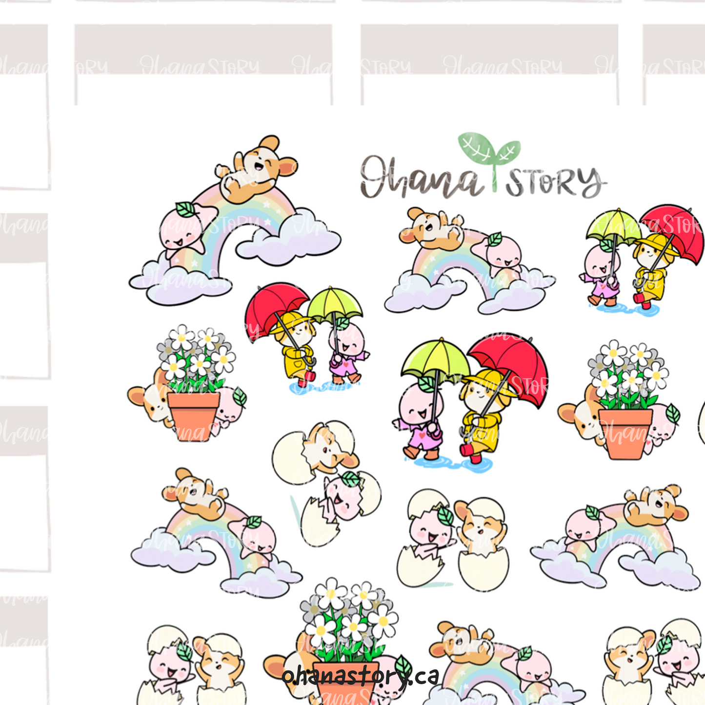 BUJI 492 | Collab Spring Theme with BEEDOOANDCO | Hand Drawn Planner Stickers