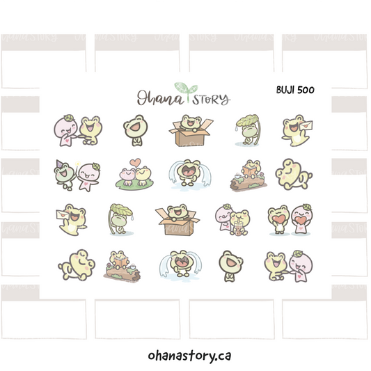 BUJI 500 | Buji and Froggo Friends | Hand Drawn Planner Stickers