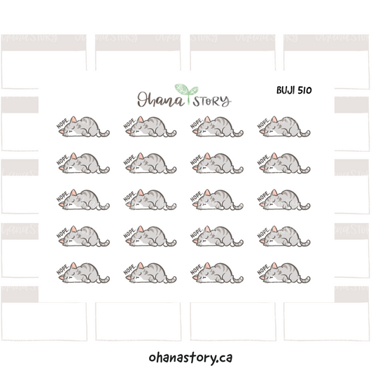 BUJI 510 | Kitty Says Nope | Hand Drawn Planner Stickers