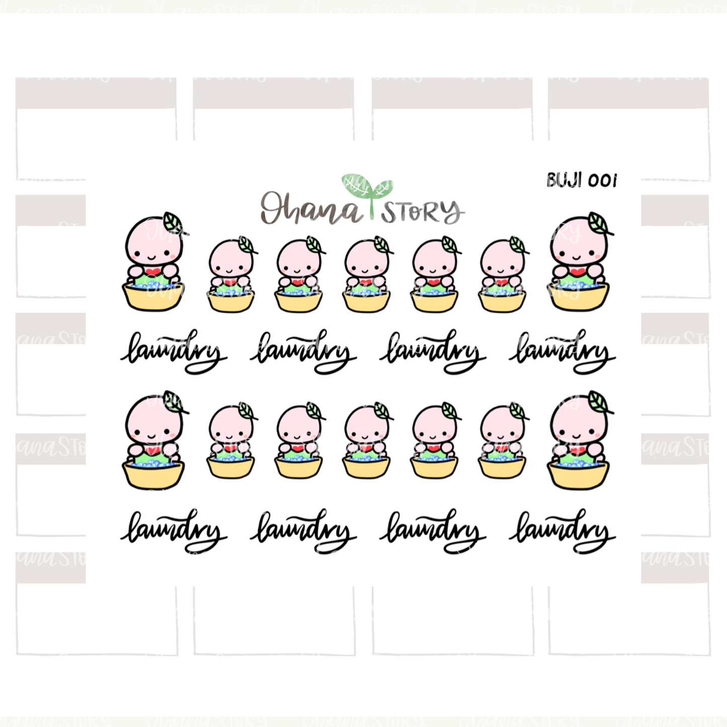 BUJI 001 | Laundry | Hand Drawn Planner Stickers