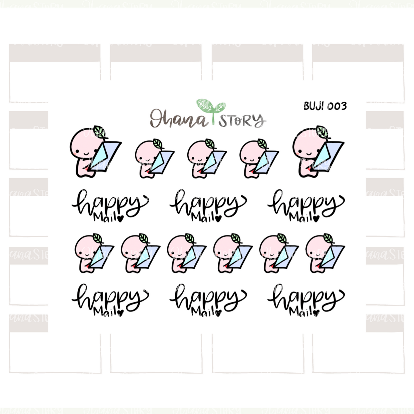 BUJI 003 | Happy Mail | Hand Drawn Planner Stickers
