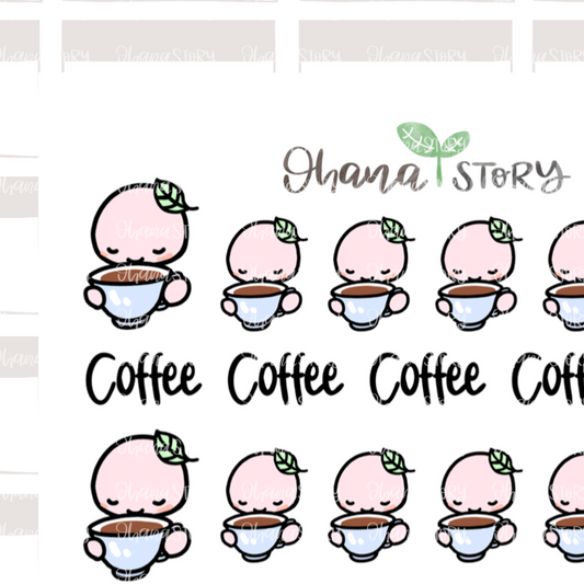 BUJI 005 | Coffee | Hand Drawn Planner Stickers
