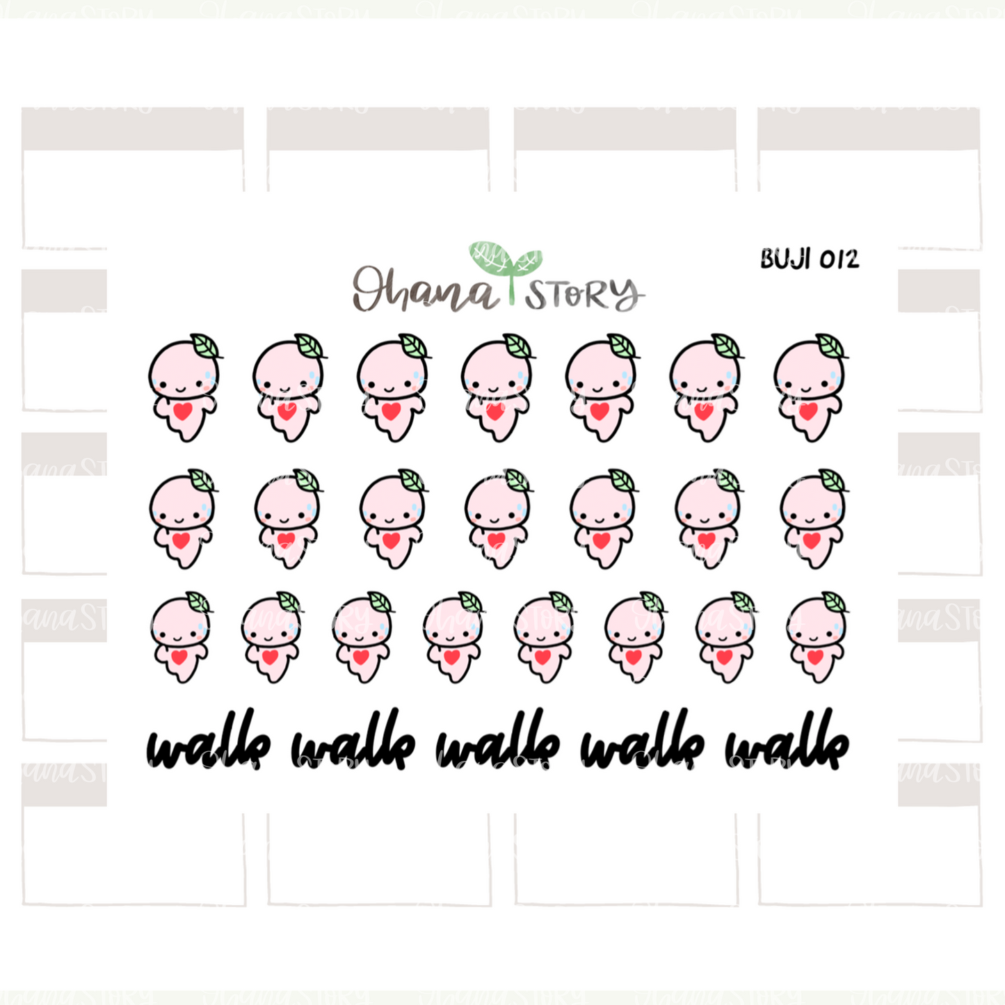 BUJI 012 | Run Walk Fitibit Steptracker | Hand Drawn Planner Stickers