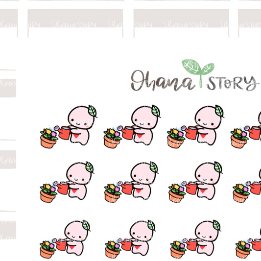 BUJI 013 | Water Plants And Flower | Hand Drawn Planner Stickers