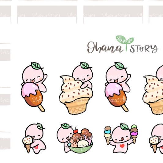 BUJI 031 | Ice Cream And Sundae | Hand Drawn Planner Stickers