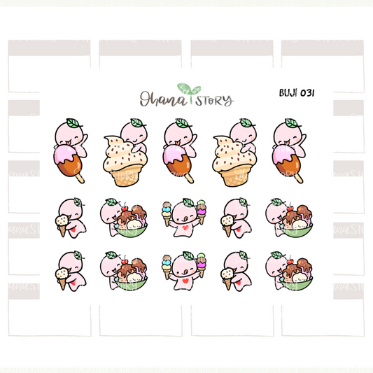 BUJI 031 | Ice Cream And Sundae | Hand Drawn Planner Stickers