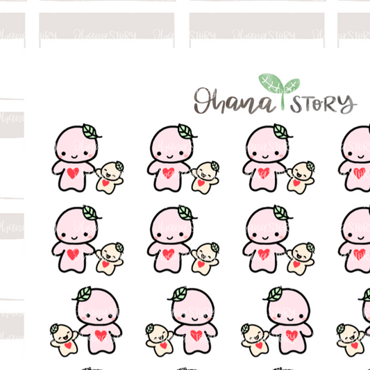BUJI 032 | Play with Baby | Hand Drawn Planner Stickers