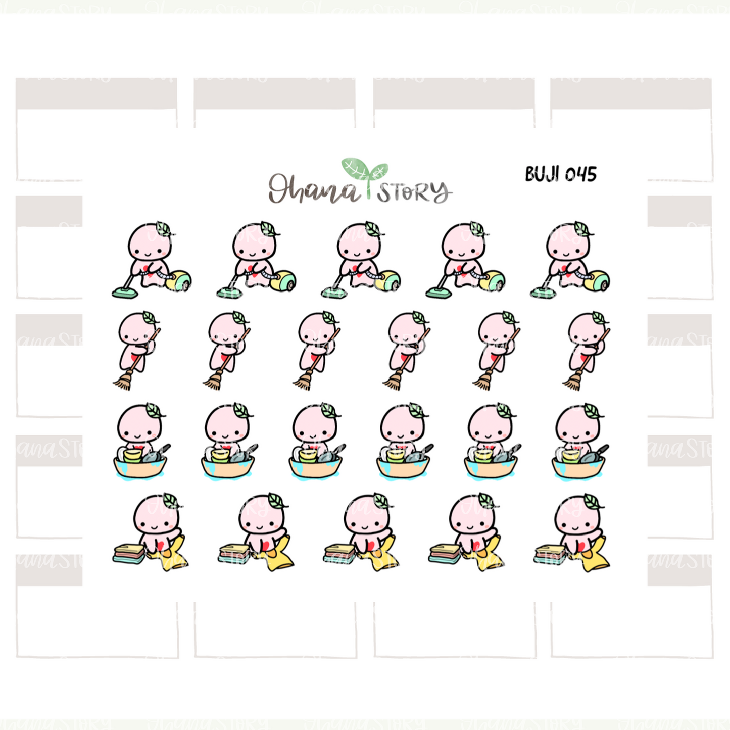 BUJI 045 | Chores I | Hand Drawn Planner Stickers